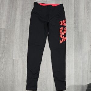 Victoria's secret sport Black Leggings with Bright Orange VSX Logo
